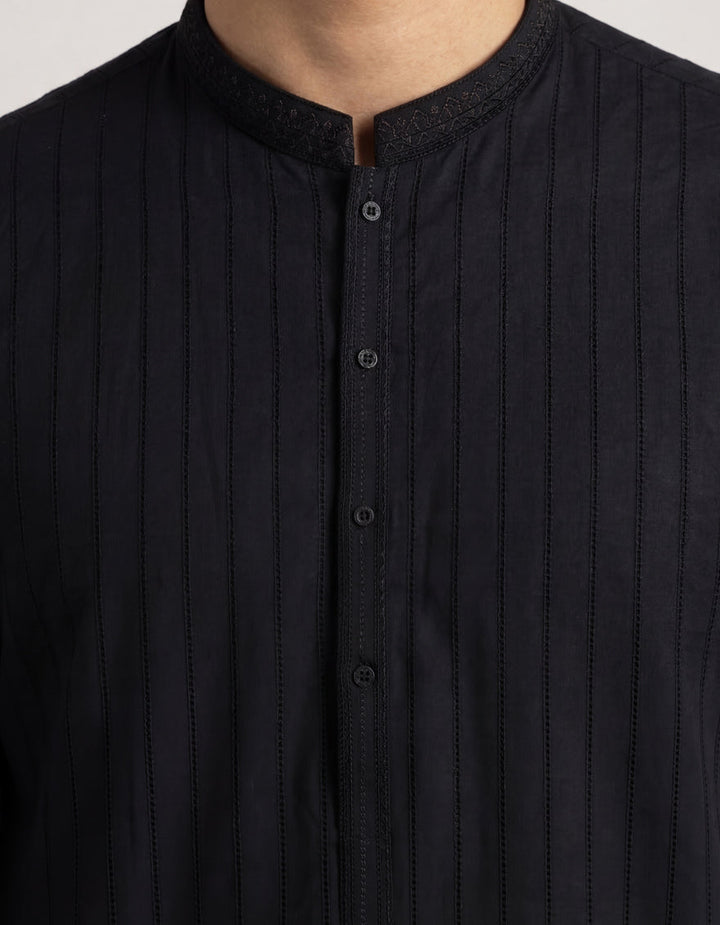 Cotton Black Kurta - J. Junaid Jamshed