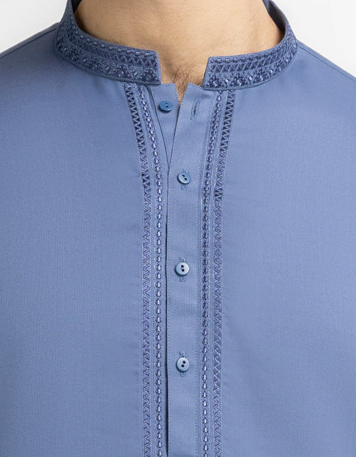 Blended Dull Blue Kurta Trouser - J. Junaid Jamshed
