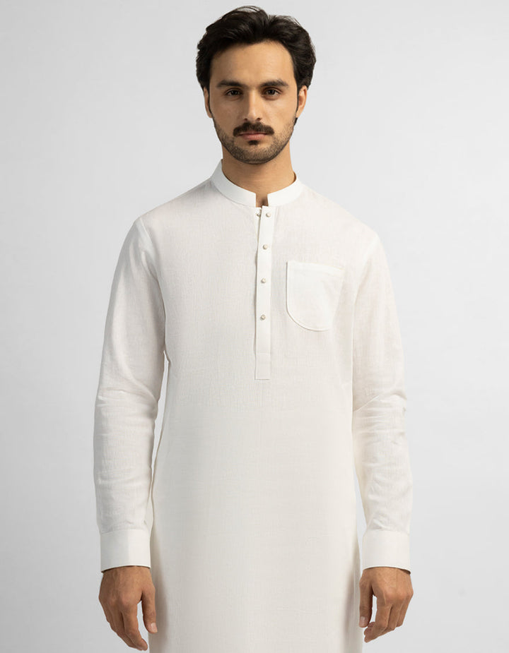 Blended Off White Kurta Trouser - J. Junaid Jamshed