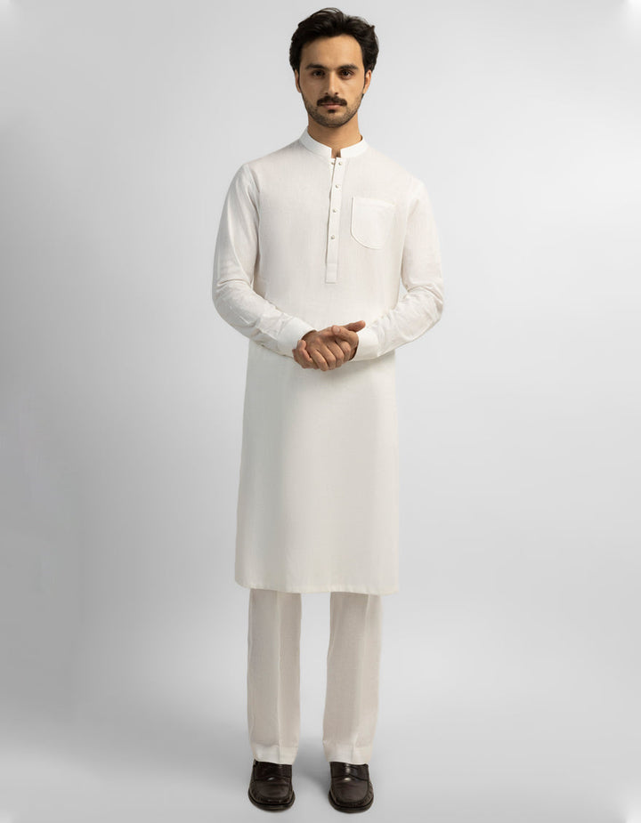 Blended Off White Kurta Trouser - J. Junaid Jamshed