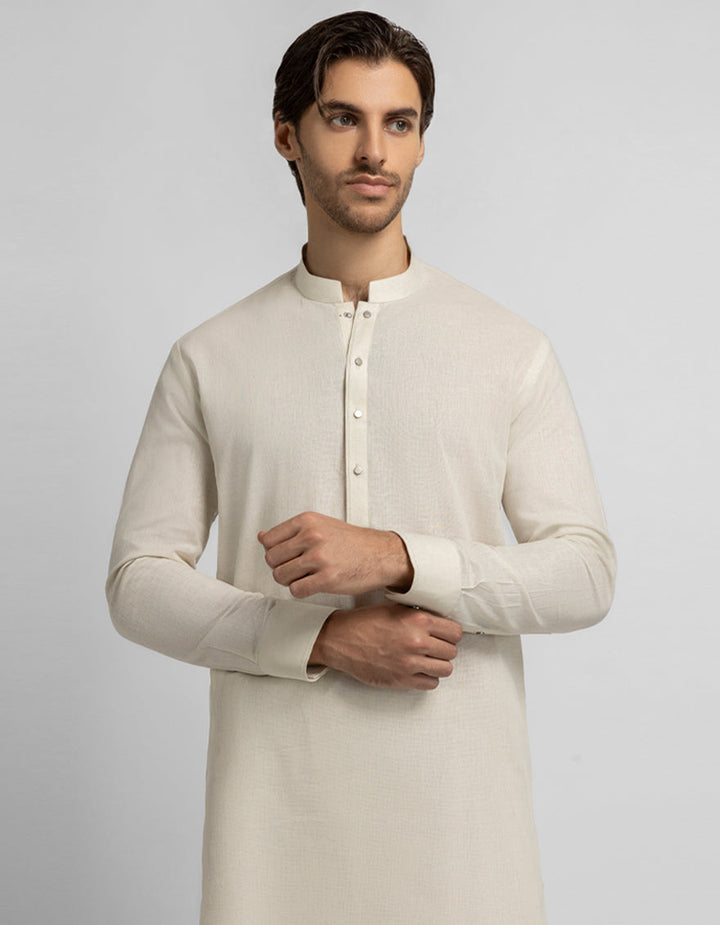 Blended Cream Kurta Trouser - J. Junaid Jamshed