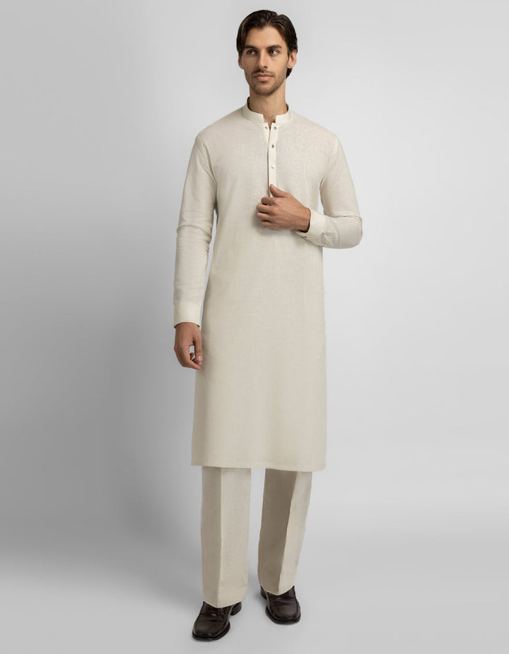 Blended Cream Kurta Trouser - J. Junaid Jamshed