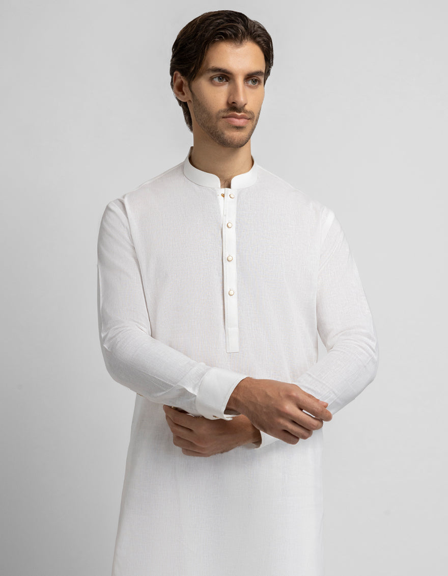 Blended Off White Kurta Trouser - J. Junaid Jamshed