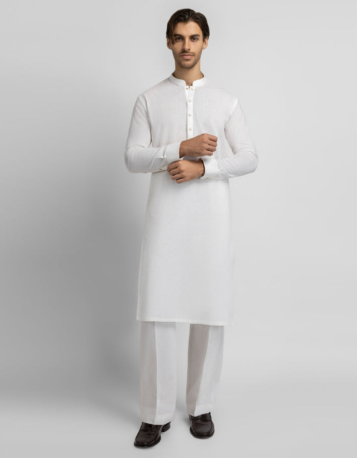 Blended Off White Kurta Trouser - J. Junaid Jamshed