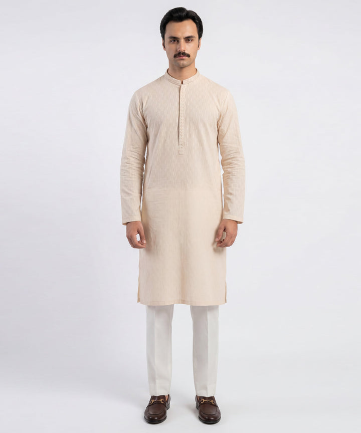 Cotton Cream Kurta - J. Junaid Jamshed