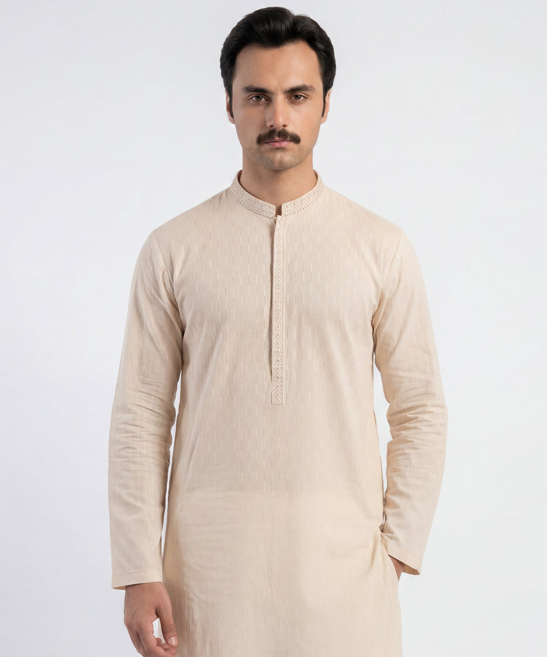 Cotton Cream Kurta - J. Junaid Jamshed