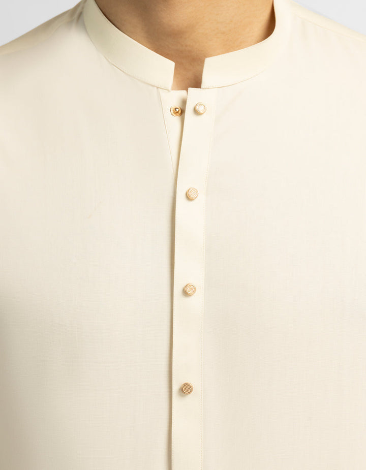 Blended Cream Shalwar Kameez - J. Junaid Jamshed