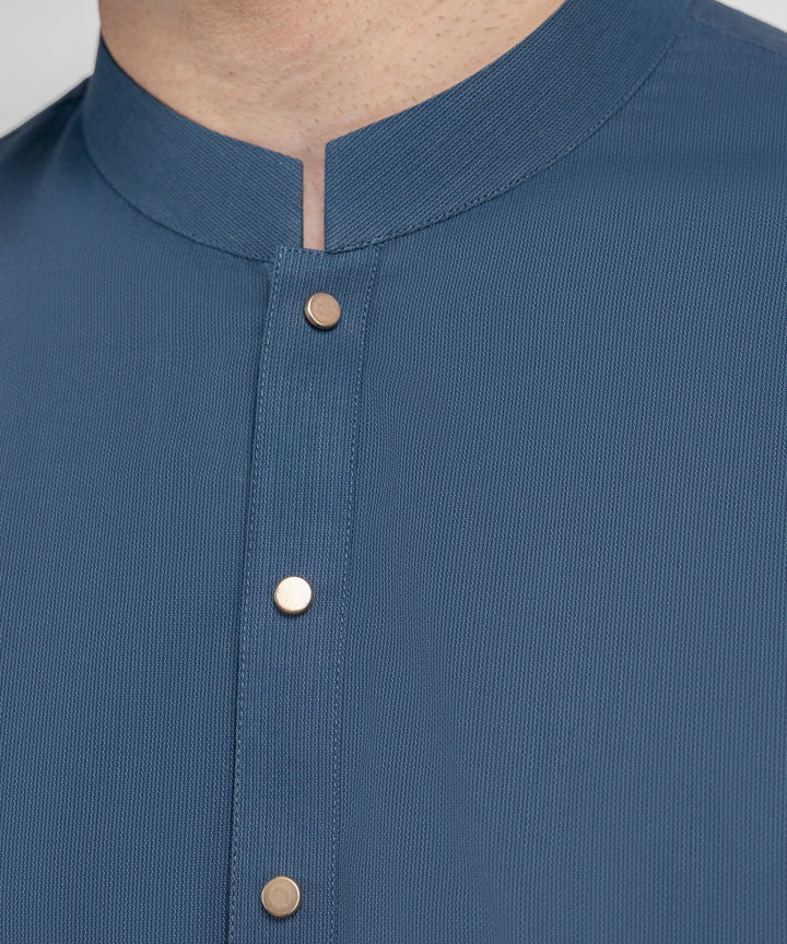 Cotton Blue Kurta Trouser - J. Junaid Jamshed