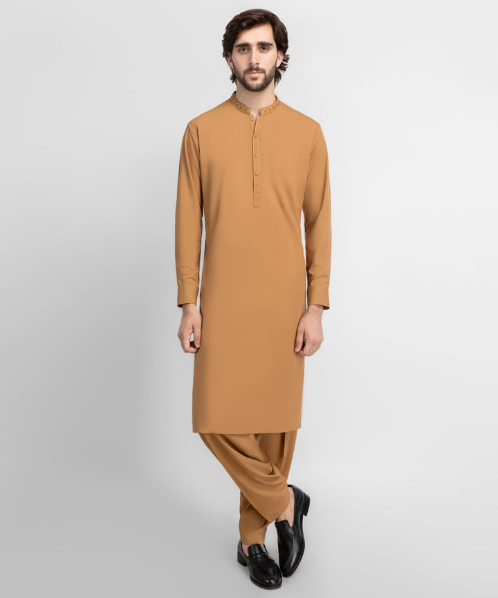 Blended Mustard Shalwar Kameez - J. Junaid Jamshed