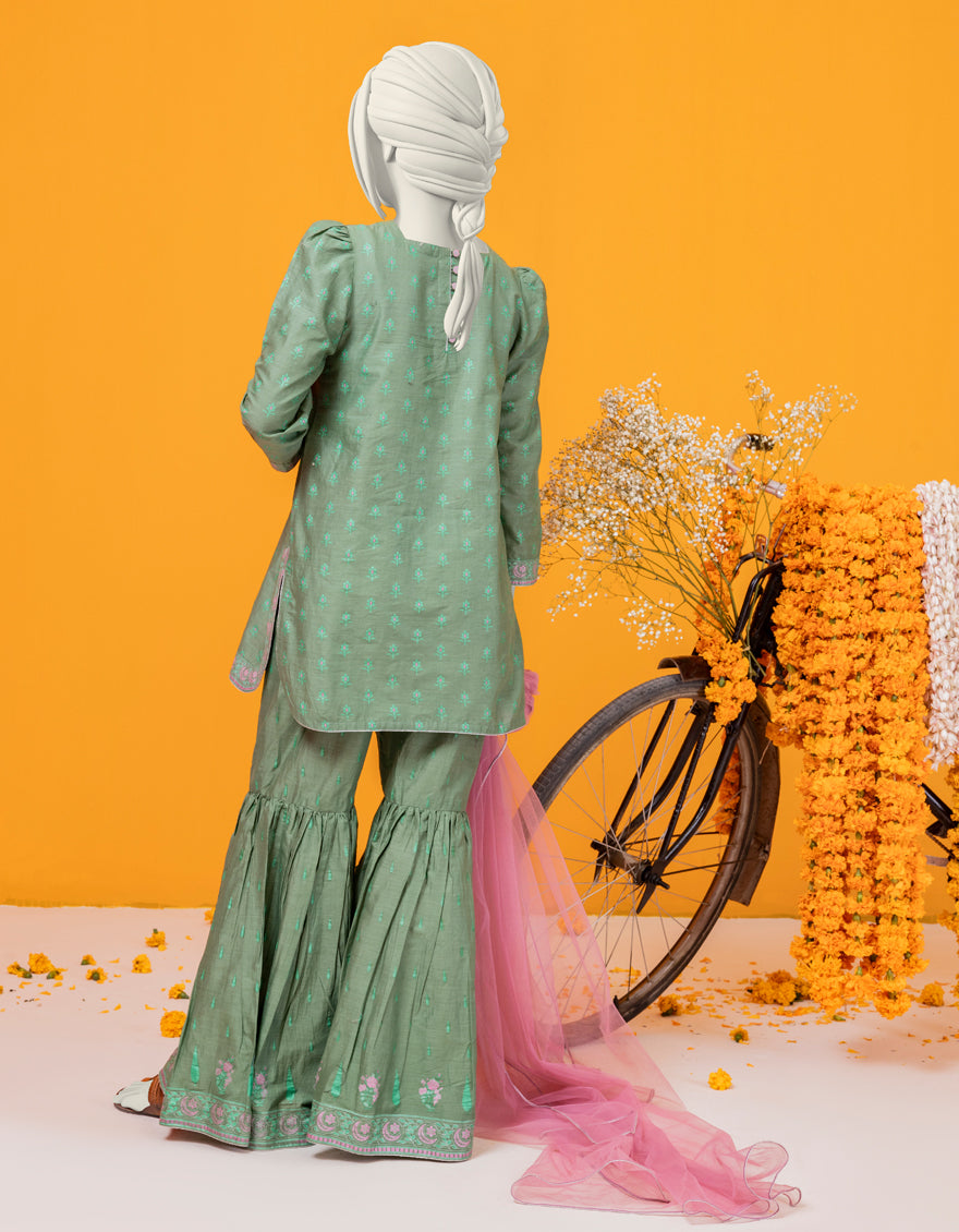 Lawn Green 3 Piece Stitched Suit - J. Junaid Jamshed