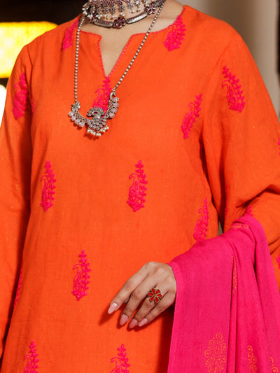 Yarn Dyed Orange Stitched Suit - Almirah