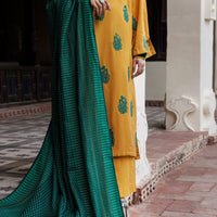 Dobby Yellow Stitched Suit - Almirah