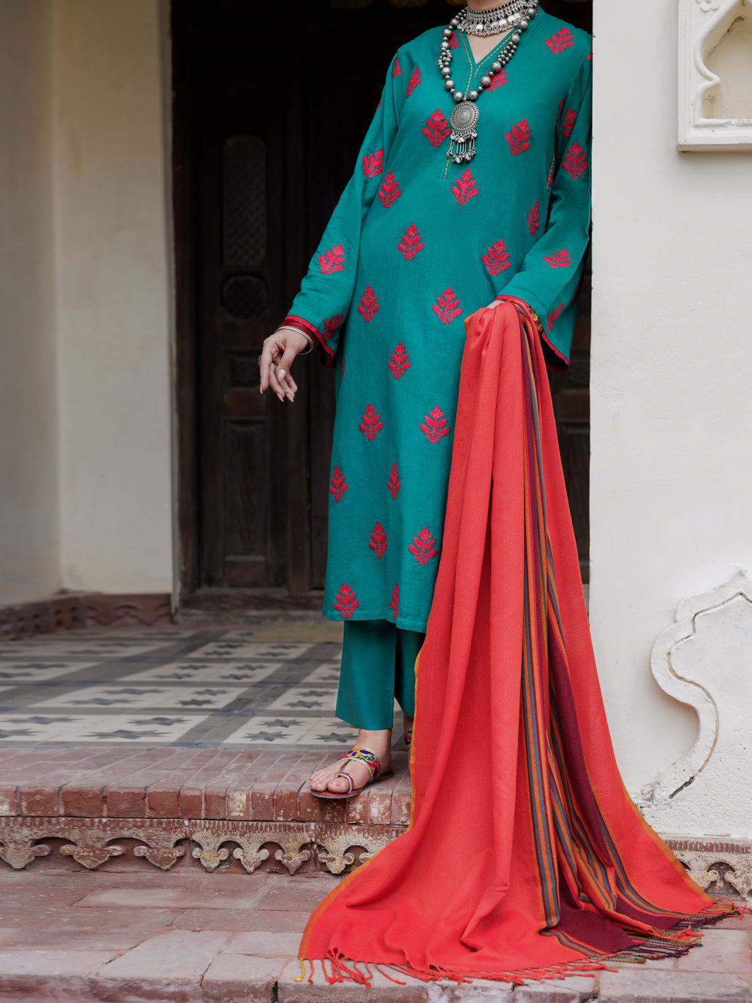 Dobby Sea Green Stitched Suit - Almirah