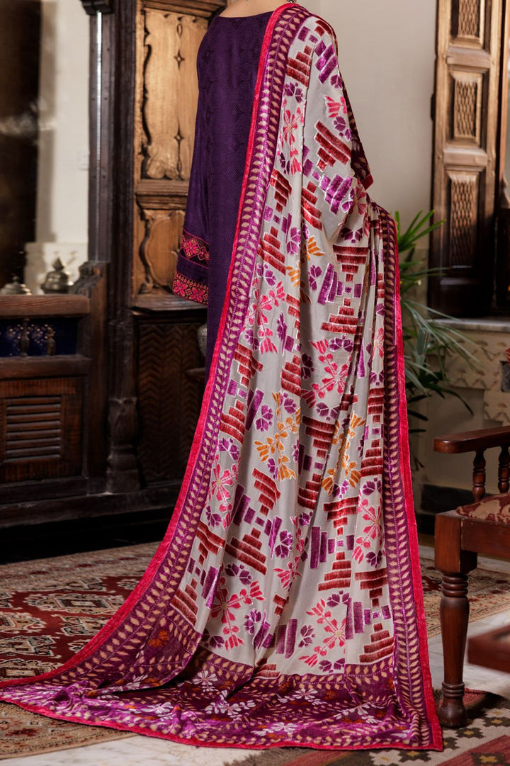 Yarn Dyed Purple Stitched Suit - Almirah