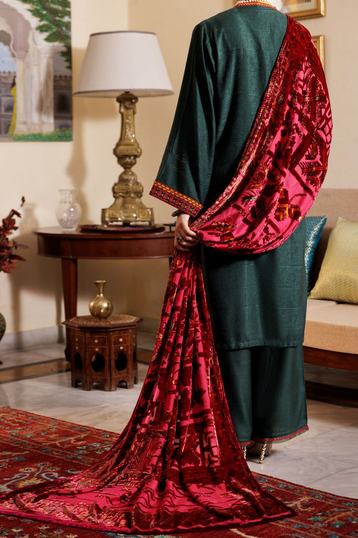 Yarn Dyed Green Stitched Suit - Almirah