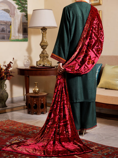 Yarn Dyed Green Stitched Suit - Almirah