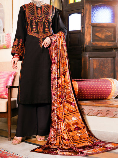 Yarn Dyed Black Stitched Suit - Almirah