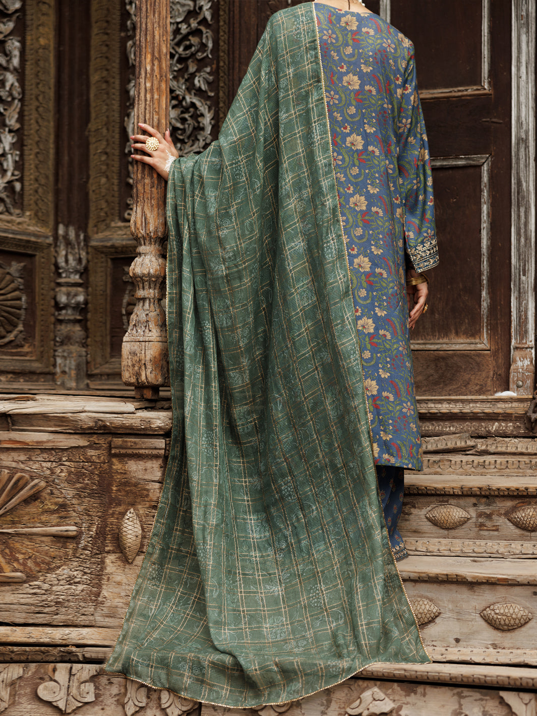 Maple Silk Blue Stitched Suit - Almirah