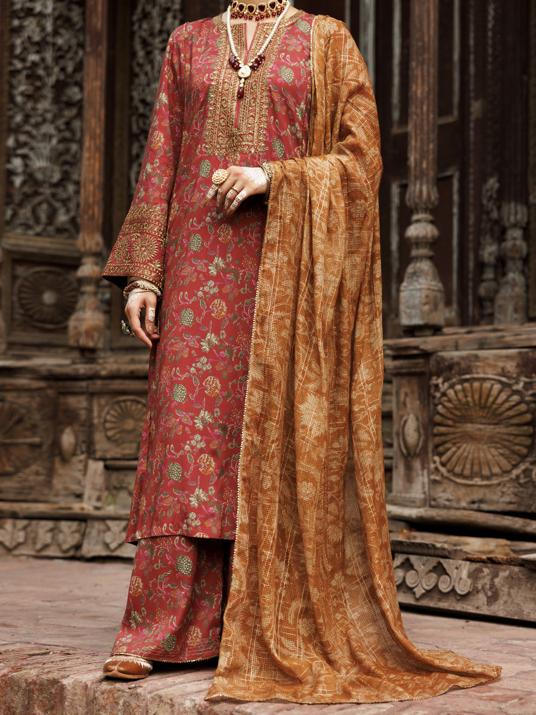 Maple Silk Maroon Stitched Suit - Almirah