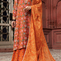 Dobby Orange Stitched Suit - Almirah