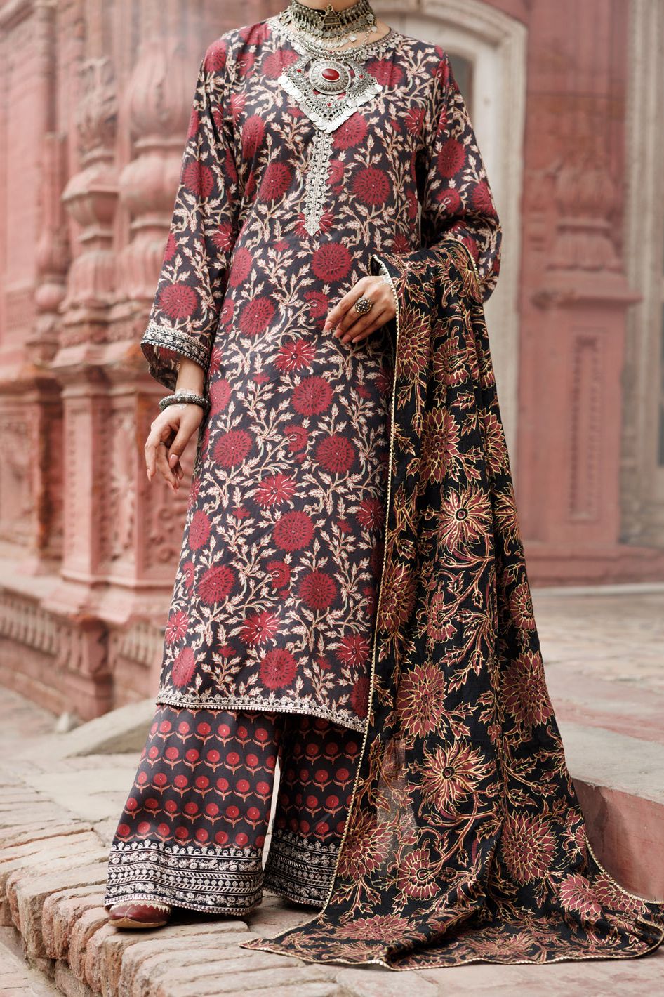 Maple Silk Maroon Stitched Suit - Almirah
