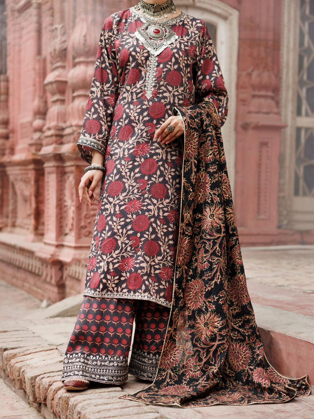 Maple Silk Maroon Stitched Suit - Almirah