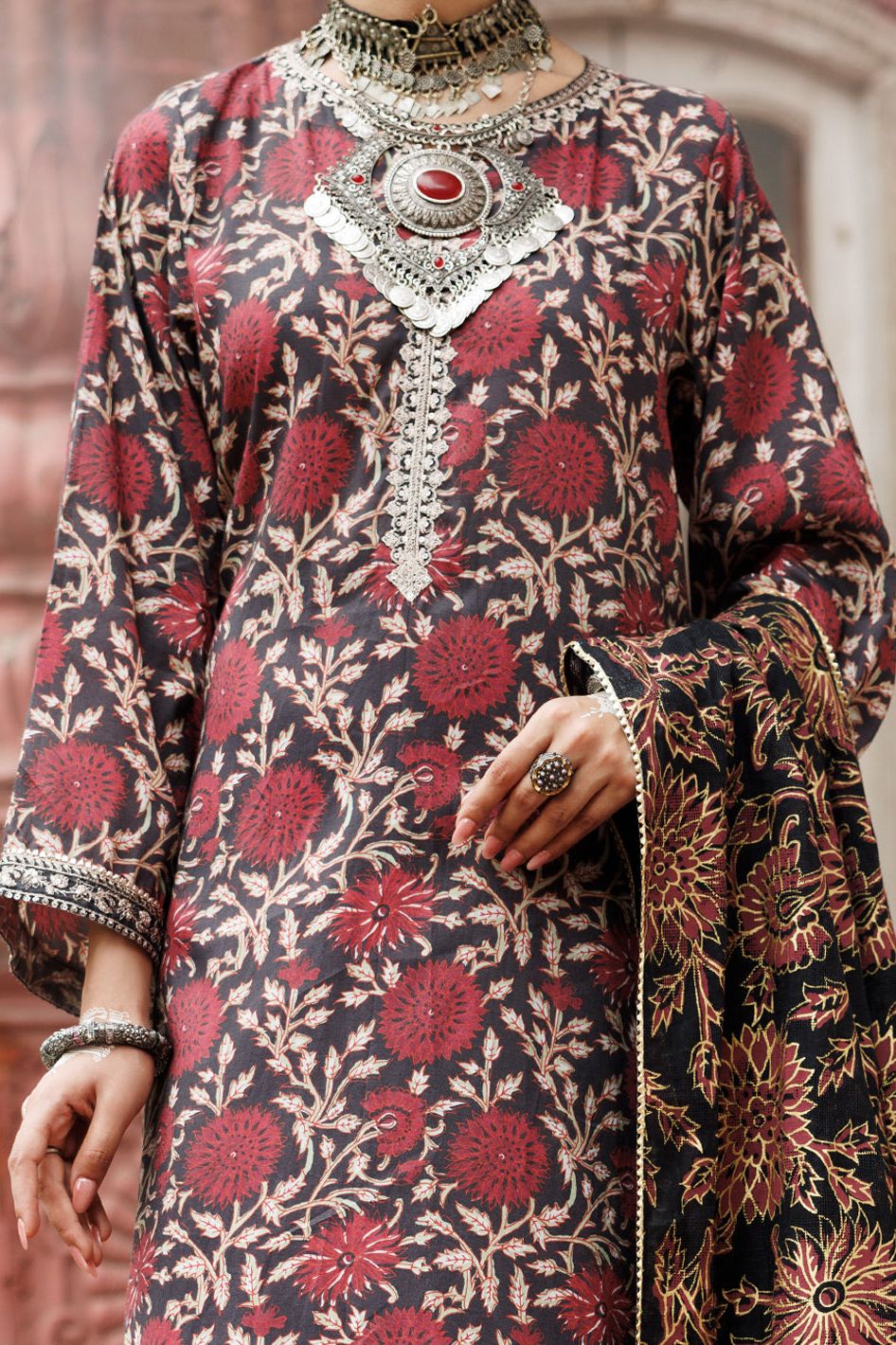 Maple Silk Maroon Stitched Suit - Almirah