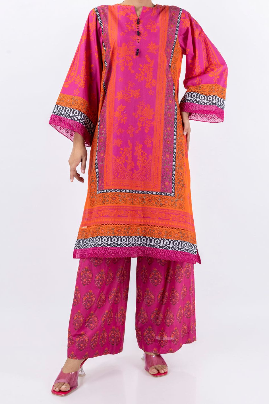 Cambric Fuchsia Unstitched Suit - Almirah