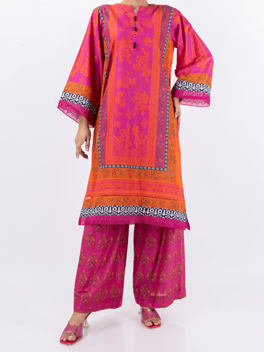 Cambric Fuchsia Unstitched Suit - Almirah