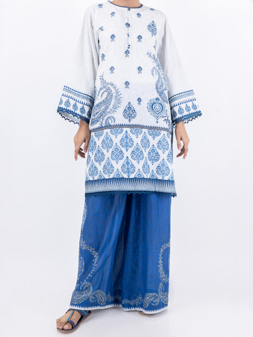 Cambric Blue Unstitched Suit - Almirah