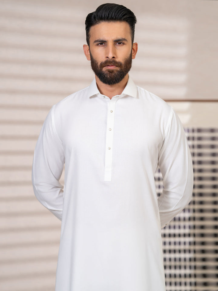 Polyester White Shalwar Kameez - Almirah