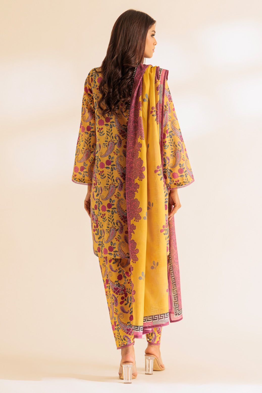 Lawn Yellow Stitched Suit - Bonanza