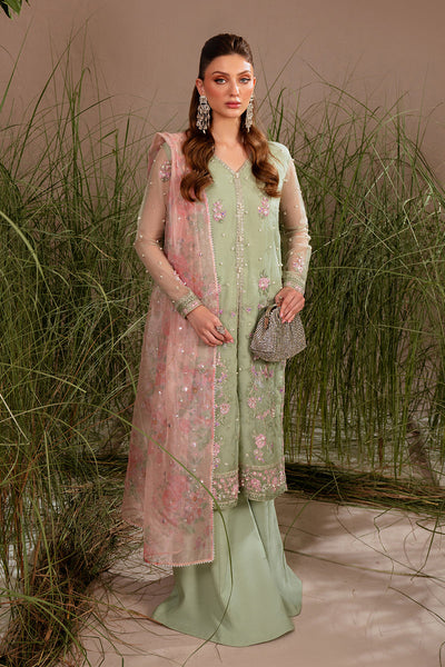 Organza & Raw Silk Pista Stitched Suit - Vanya