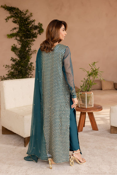 Chiffon & Raw Silk Sea Green Stitched Suit - Vanya