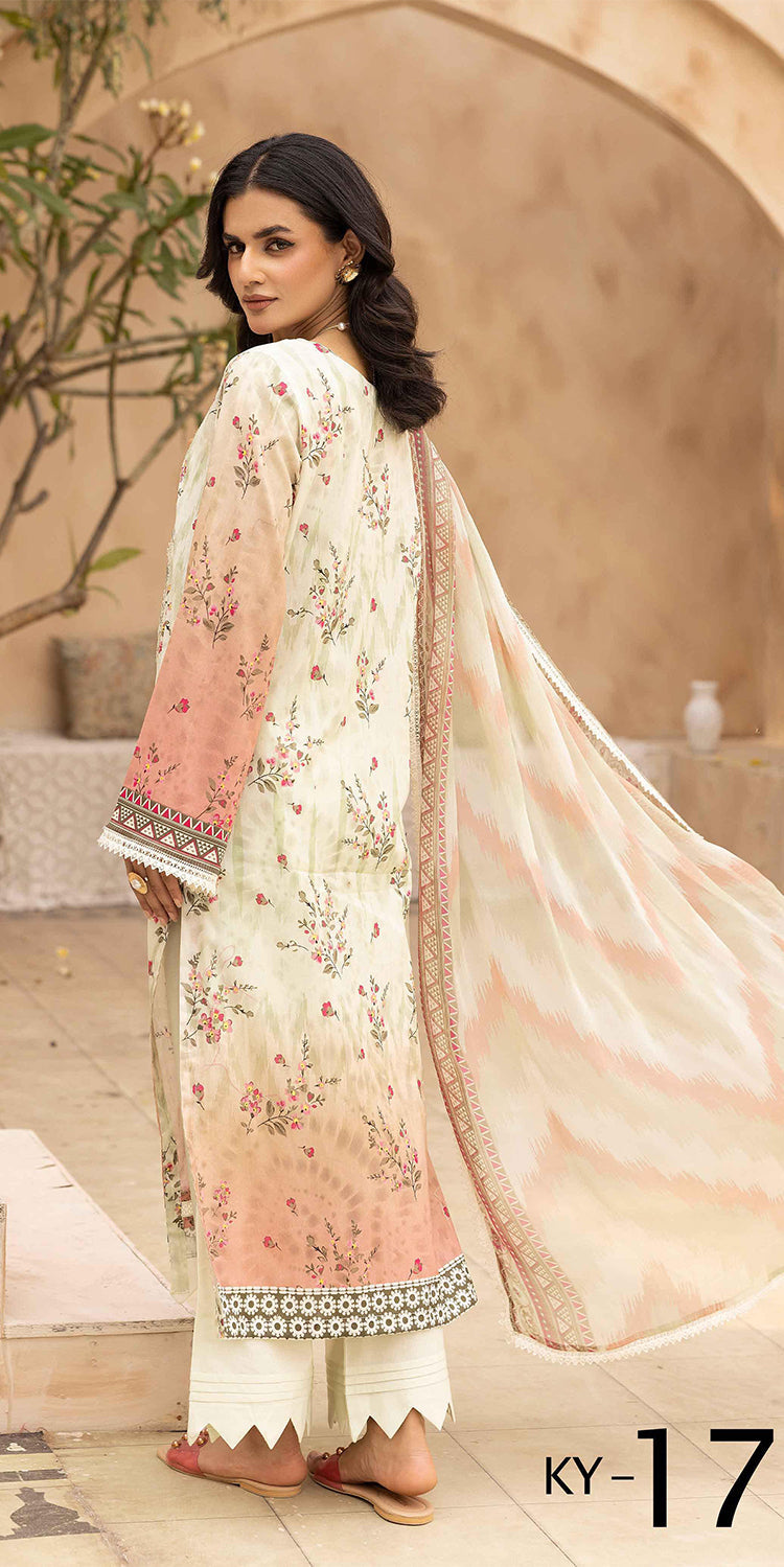 Lawn Off White Stitched Suit - Kesariya Vol III by Nureh
