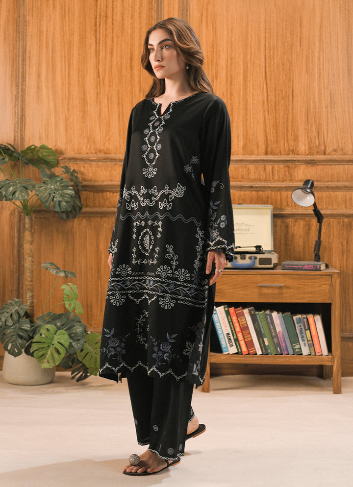 Cotton Satin Black Stitched Suit - Image