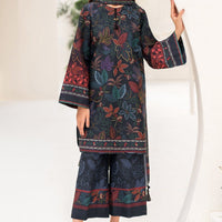 Digital Printed Embroidered Premium Viscose Blue Stitched Suit - Jazmin