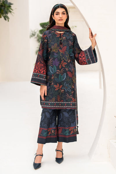 Digital Printed Embroidered Premium Viscose Blue Stitched Suit - Jazmin