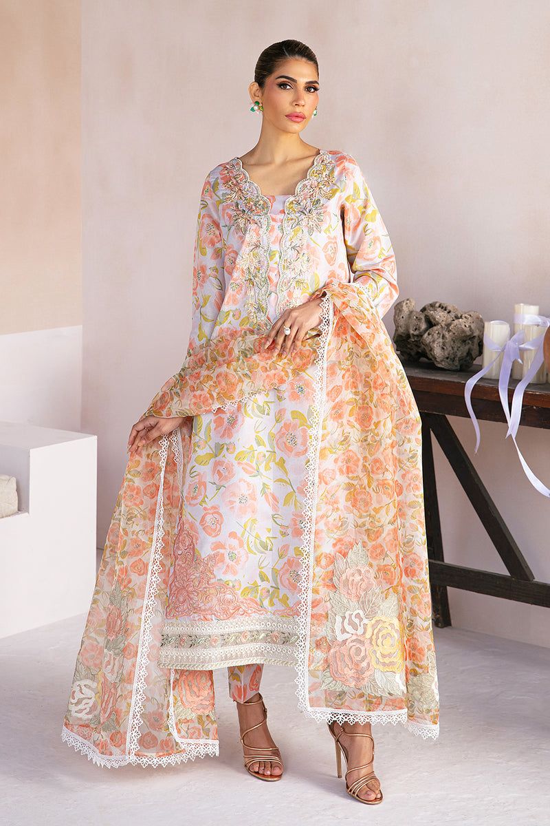 Tafetta & Organza Peach 2 Piece Suit - Vanya