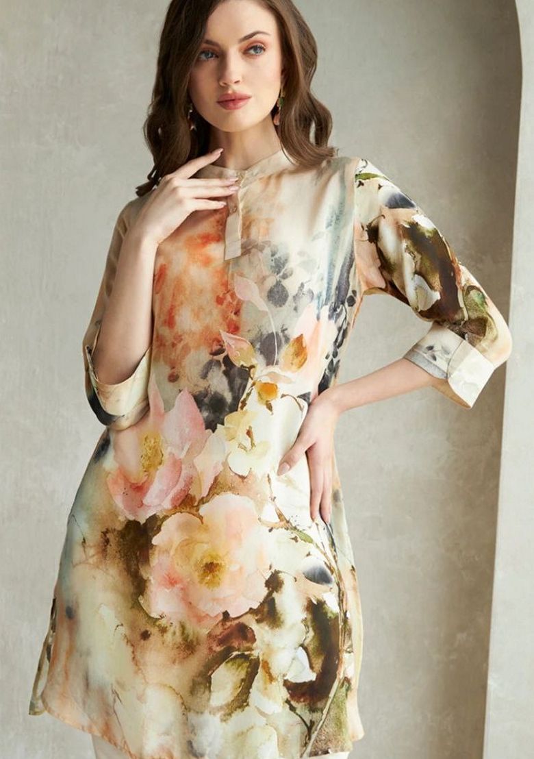 Digital Print Rayon Multi Kurti- Indya