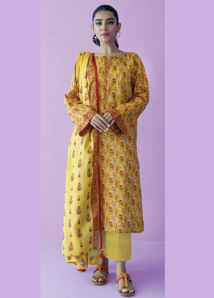 Lawn Yellow Unstitched Suit - Orient