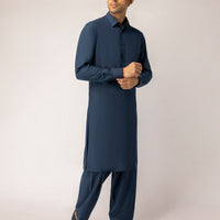 Polyester Prussian Blue Unstitched Suit - J. Junaid Jamshed