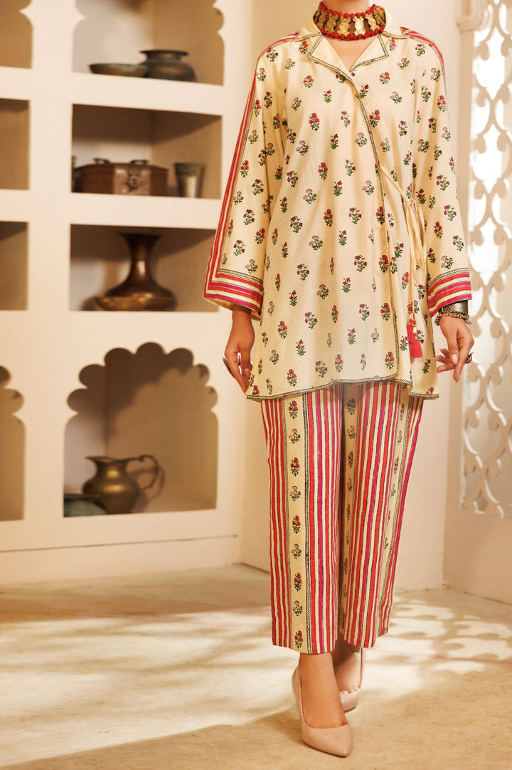 Cambric Off White Stitched Suit - Almirah