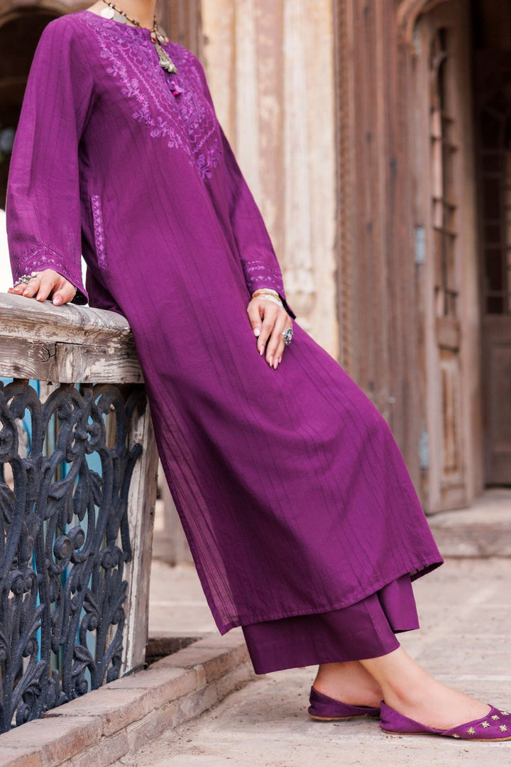 Dobby Strip Purple Kurti- Almirah