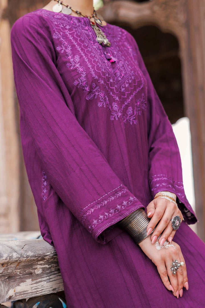 Dobby Strip Purple Kurti- Almirah