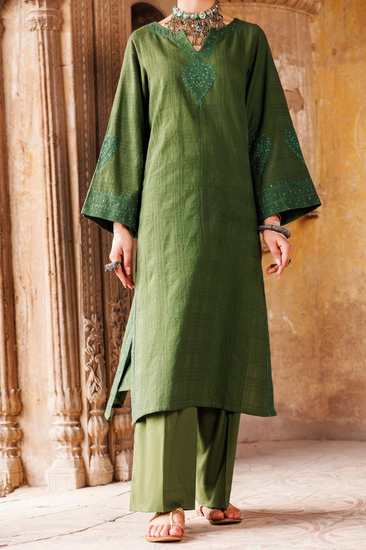 Dobby Mehndi Green Kurti- Almirah