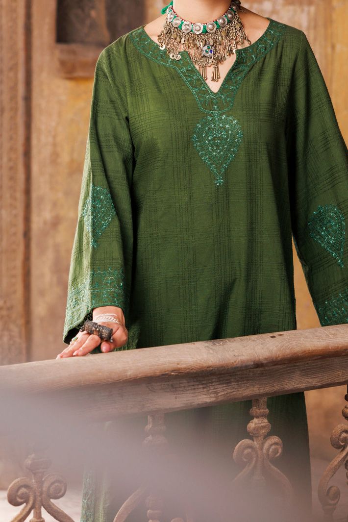 Dobby Mehndi Green Kurti- Almirah