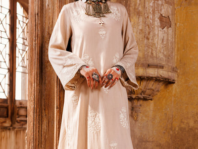 Cotton Dobby Beige Kurti- Almirah