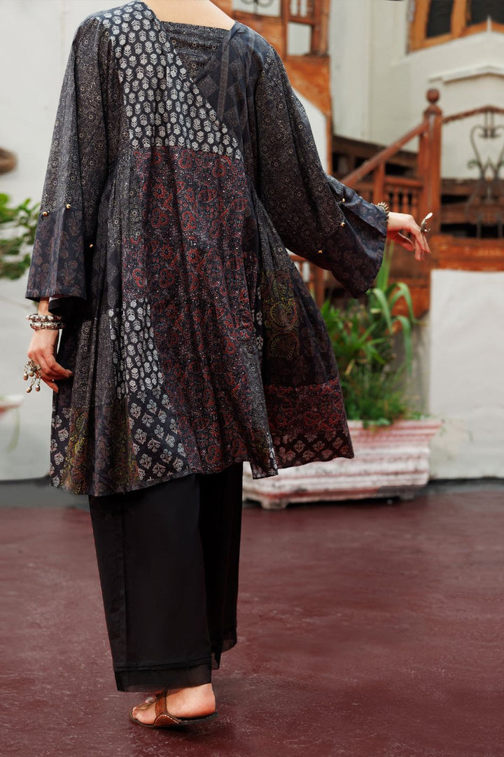 Cambric Digital Black Kurti - Almirah