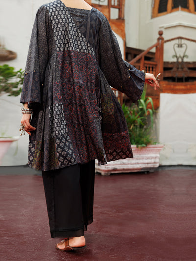 Cambric Digital Black Kurti - Almirah